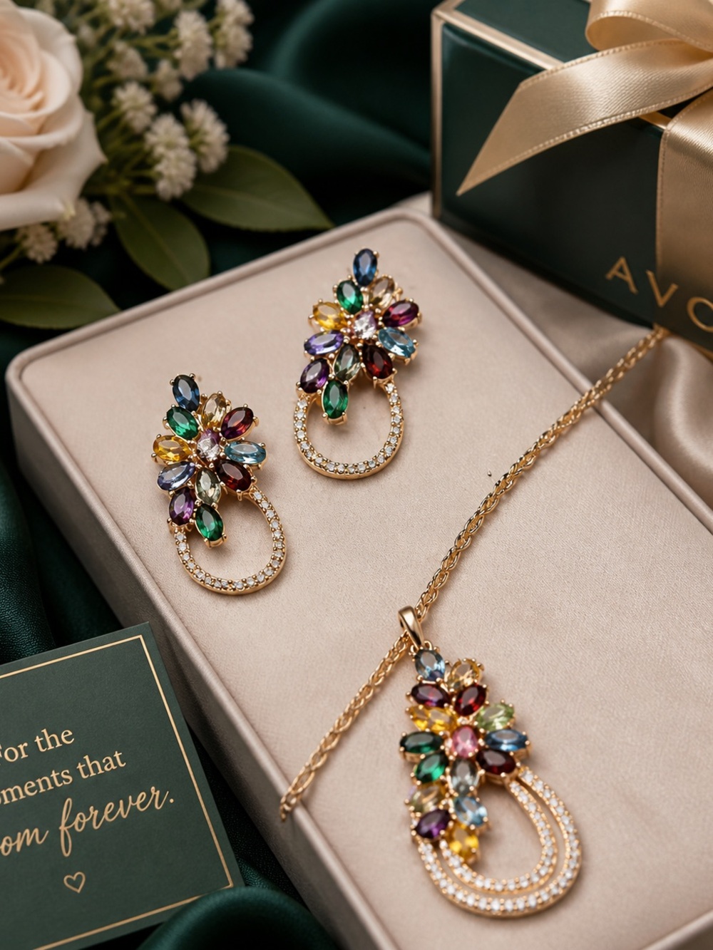 Cascading Bouquet Necklace and earring set